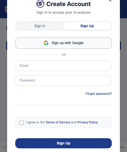 Authentication Modal - Sign Up